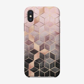 Pink And Grey Gradient Cubes iPhone Case