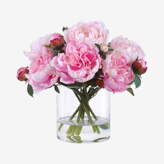 Pink Peony in Glass Vase