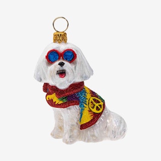 Maltese with Tie Dye Coat and Sunglasses Ornament