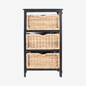 Rustic 3-Basket Storage Chest - Black / Natural