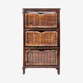 Rustic 3-Basket Storage Chest - Black / Dark Brown