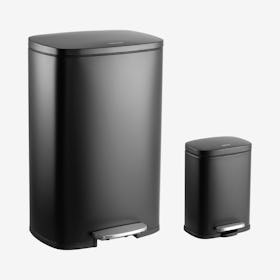 Connor Rectangular Trash Cans - Black - Set of 2