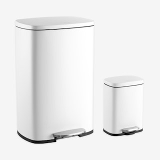 Connor Rectangular Trash Cans - White - Set of 2