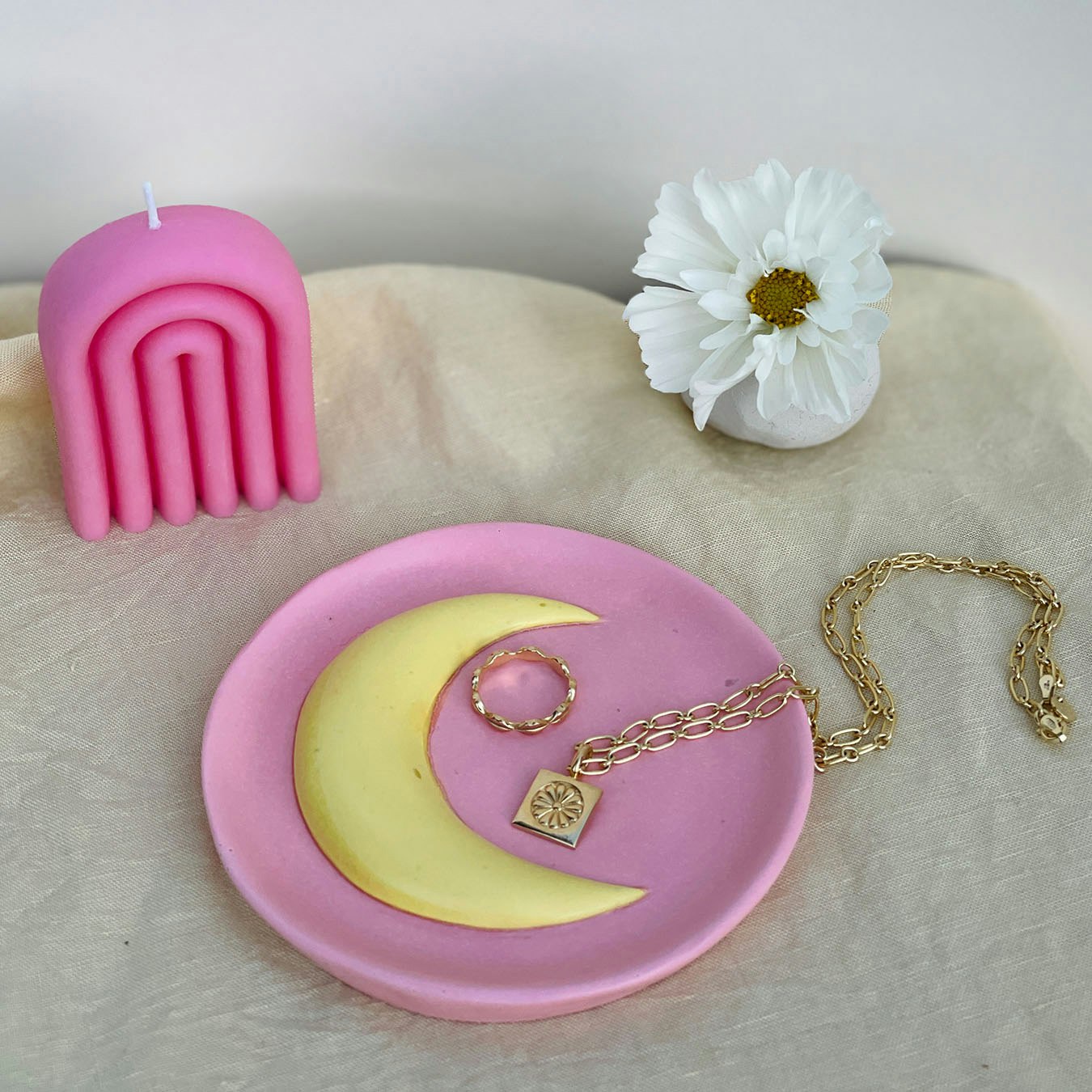 Moon Jewellery Trinket Dish - Pink by Interlude Candles