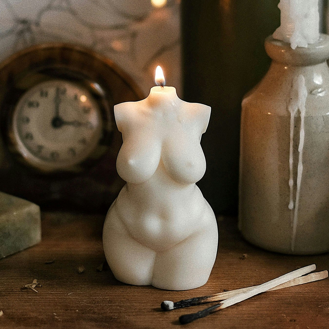 Curvy Body Sculpture Candle - White by Interlude Candles