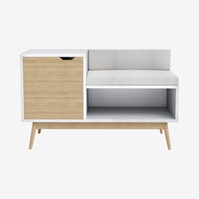 Blythe Sectional Storage Bench - White / Natural