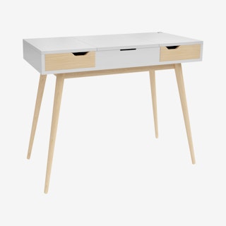 Blythe White Vanity Console - Natural Wood Finish