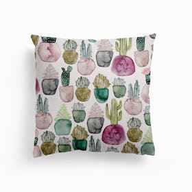 Cacti And Succulents Canvas Cushion