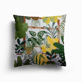 Emerald Plant City Canvas Cushion