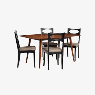 5-Piece Dining Table with Upholstered Dining Chairs - Acorn / Black