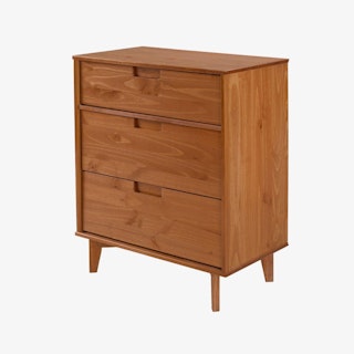 Sloane 3-Drawer Groove Handle Wood Dresser - Caramel