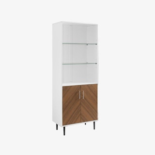 Hampton Bookmatch Doors Two-Tone Hutch - Solid White