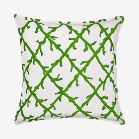 Square Lattice Cotton Canvas Pillow - Green