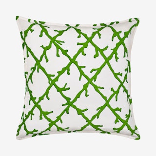 Square Lattice Cotton Canvas Pillow - Green