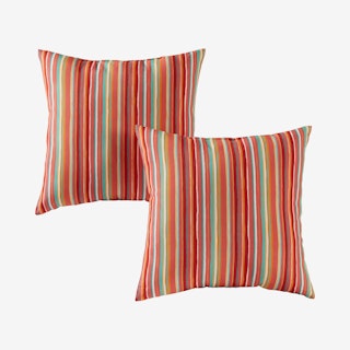 Outdoor Square Accent Pillows - Watermelon Stripe - Set of 2
