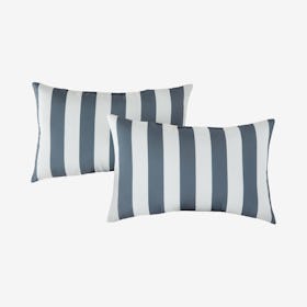 Rectangle Outdoor Accent Pillows - Canopy Stripe in Gray - Set of 2