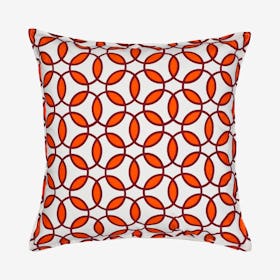 Square Rings Cotton Canvas Pillow - Orange
