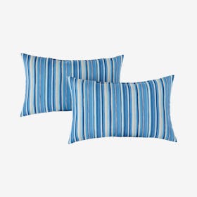 Rectangle Outdoor Accent Pillows - Sapphire Stripe - Set of 2