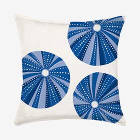 Sea Urchin Repeat Cotton Canvas Pillow - Blue