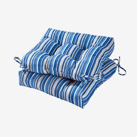 Square Outdoor Chair Cushions - Sapphire Stripe - Set of 2