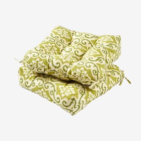 Square Outdoor Chair Cushions - Green Ikat - Set of 2