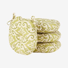 Round Outdoor Bistro Chair Cushions - Shoreham Ikat - Set of 4