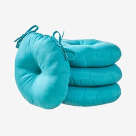 Round Outdoor Bistro Chair Cushions - Teal - Set of 4
