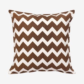 Square Chevron Cotton Canvas Pillow - Brown