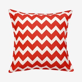 Square Chevron Cotton Canvas Pillow - Red