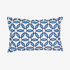 Rings Cotton Canvas Pillow - Blue