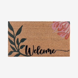 "Welcome" Floral Print Doormat