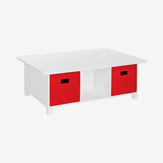 6-Cubby Storage Activity Table with 2-Piece Bin - Red
