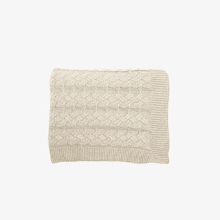 Double Cable Knit Throw Blanket - Linen Sand