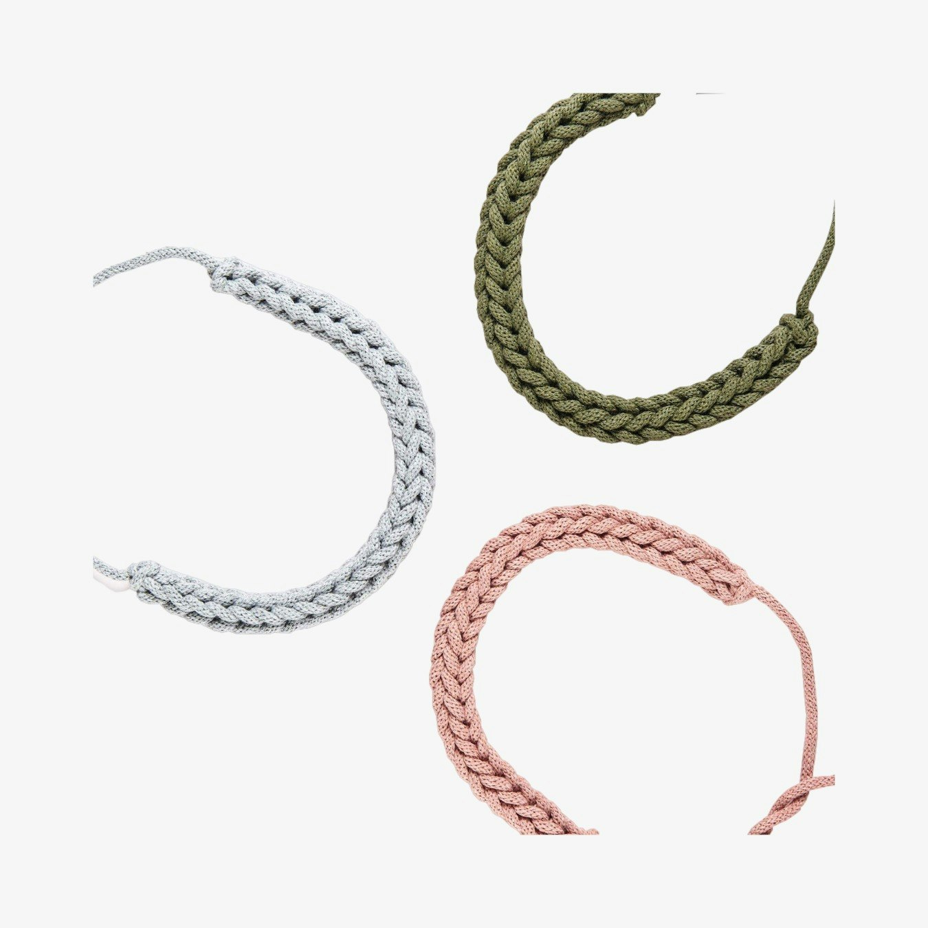 Crochet Necklace Kit - Avocado / Blush / Light Grey - Set Of 3 by Stitching Me Softly