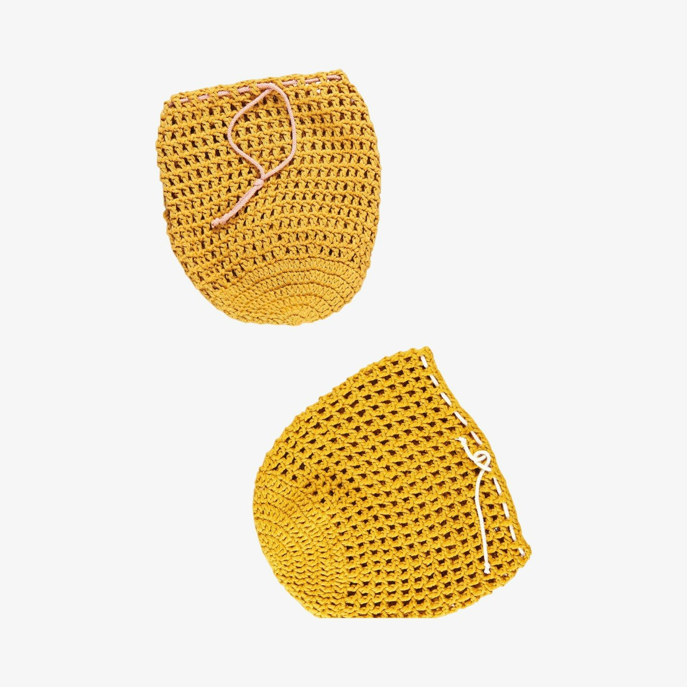 Fruit & Veg Pouch Pair Kit - Mustard - Set Of 2 by Stitching Me Softly