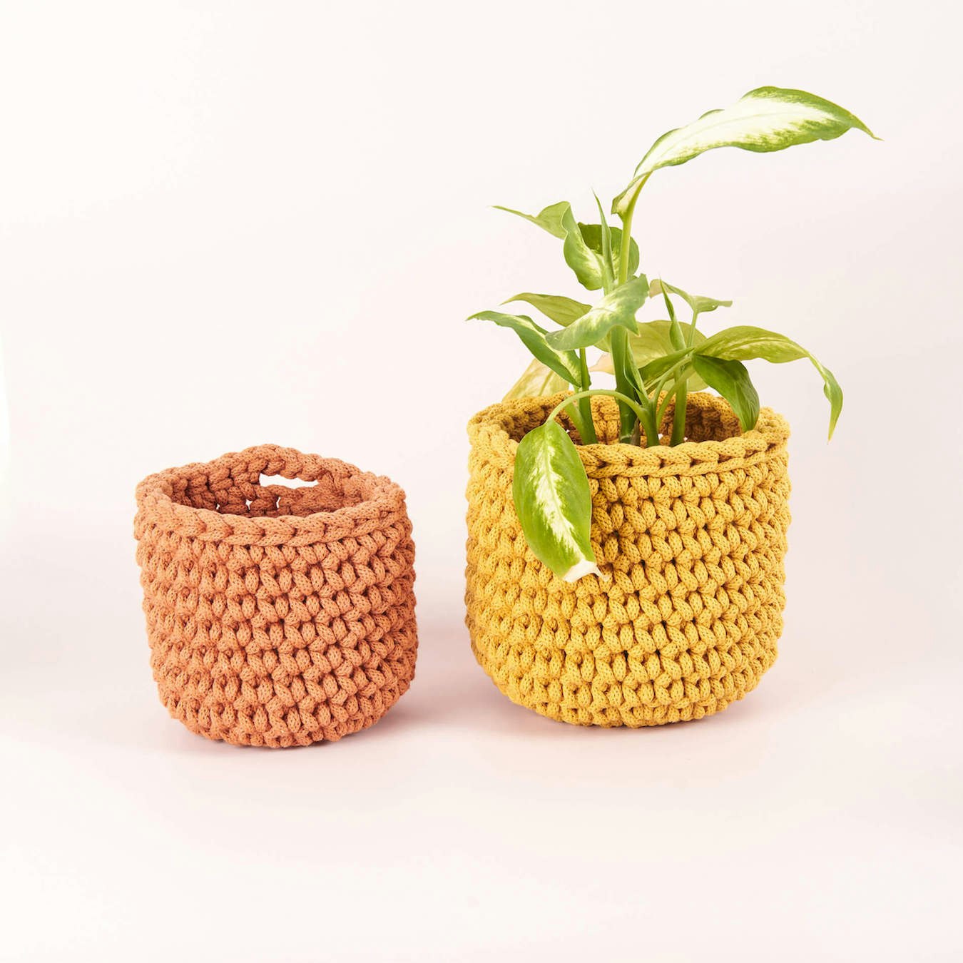 Crochet Basket Duo Kit - Mustard / Terracotta by Stitching Me Softly