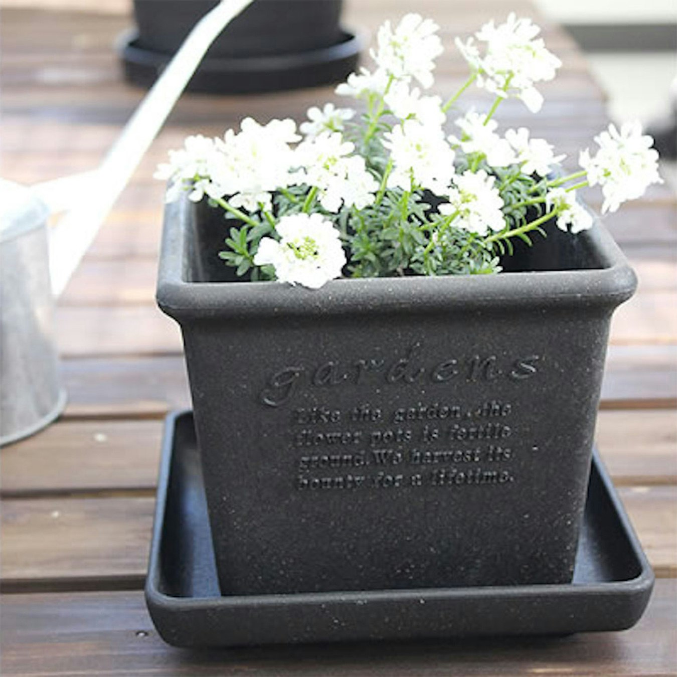Square Garden Pot - Black by Hachiman Gardens
