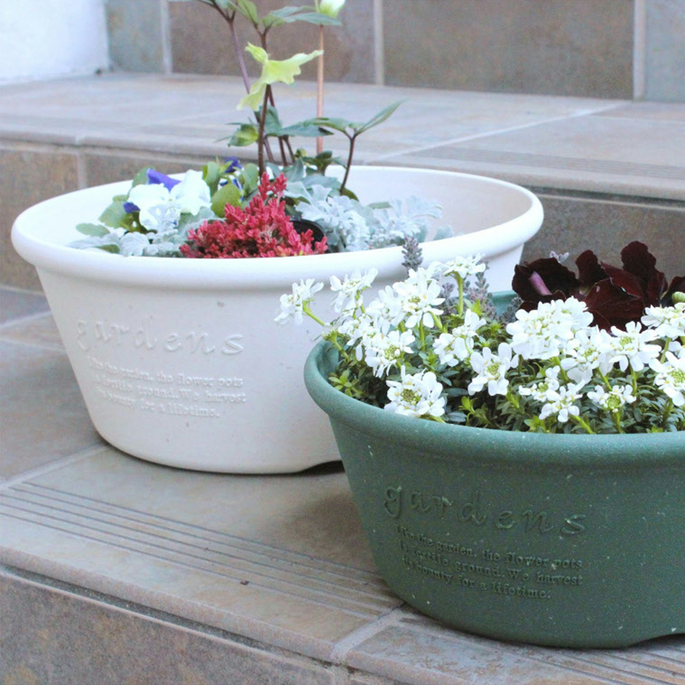 Garden Planter Shallow - White by Hachiman Gardens