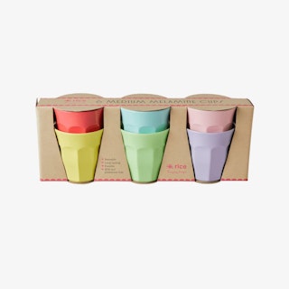 Melamine Assorted Cups - Pastel Colors - Set of 6