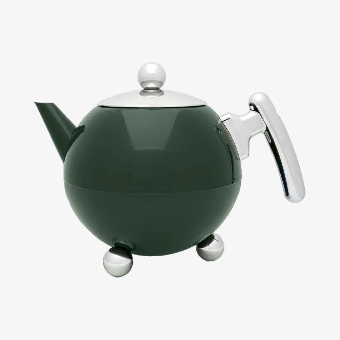 Double Wall Bella Ronde Teapot - Green / Chrome by Bredemeijer