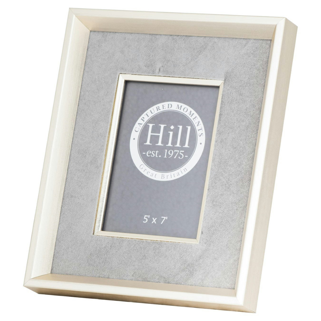 Antiqued Pewter Deep Framed Grey Velvet 5X7 Photo Frame by C.M Interiors