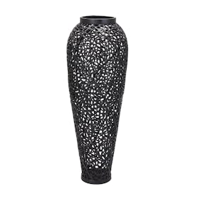 Cast Lattice Large Vase - Black