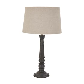 Delaney Bead Candlestick Lamp With Linen Shade - Grey