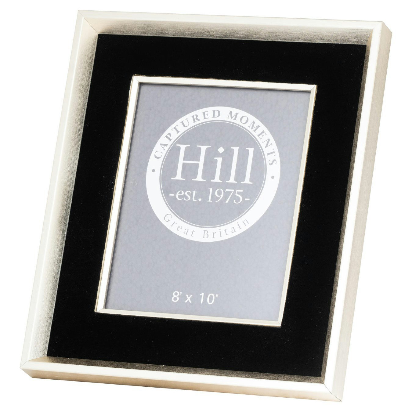 Antiqued Pewter Deep Framed Velvet Photo Frame - Black by C.M Interiors