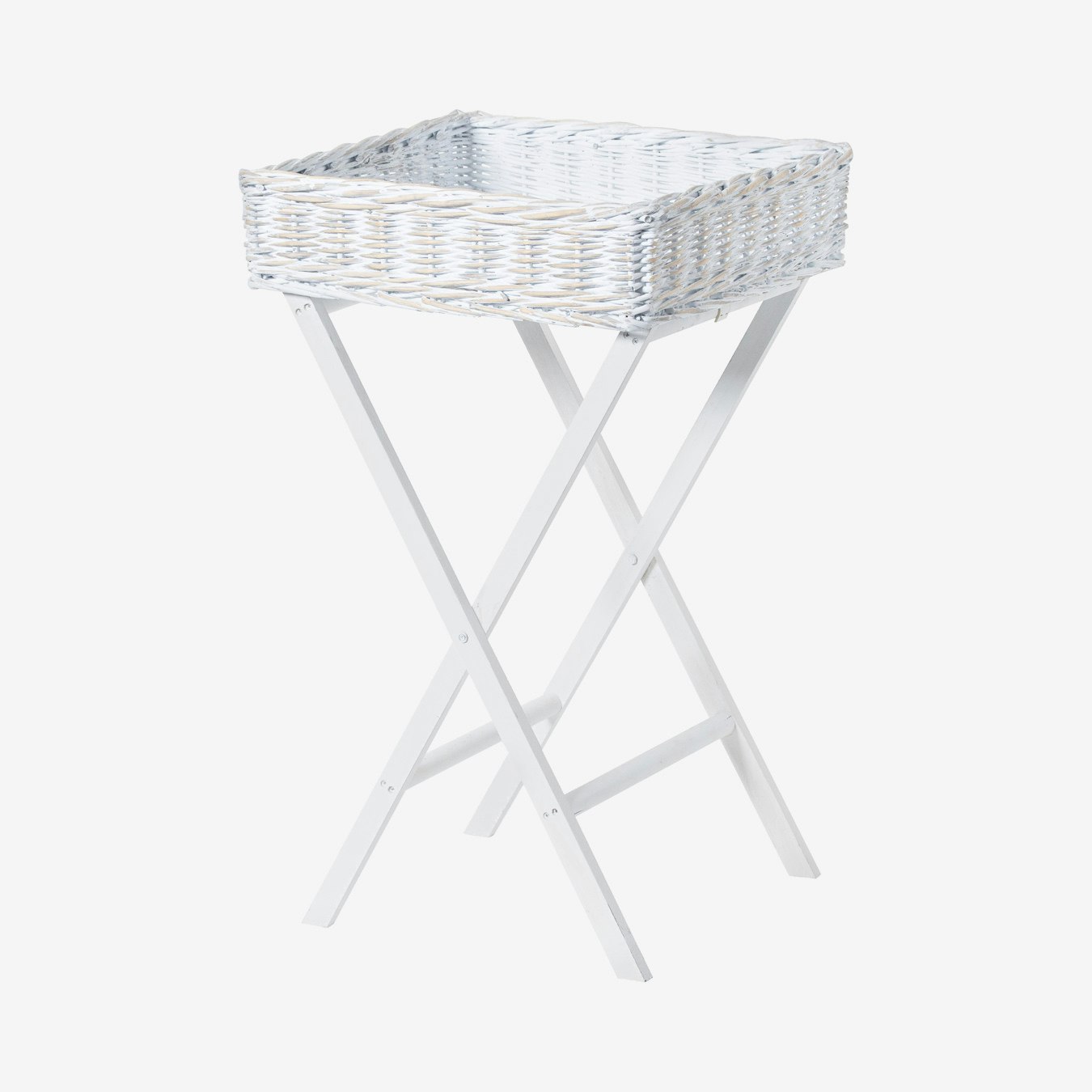 Wicker Basket Butler Tray - White by C.M Interiors