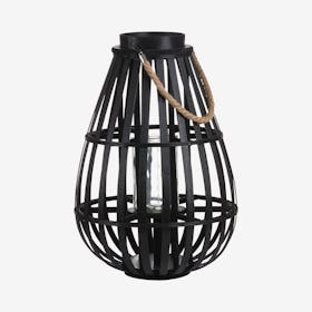 Domed Wicker Lantern - Black