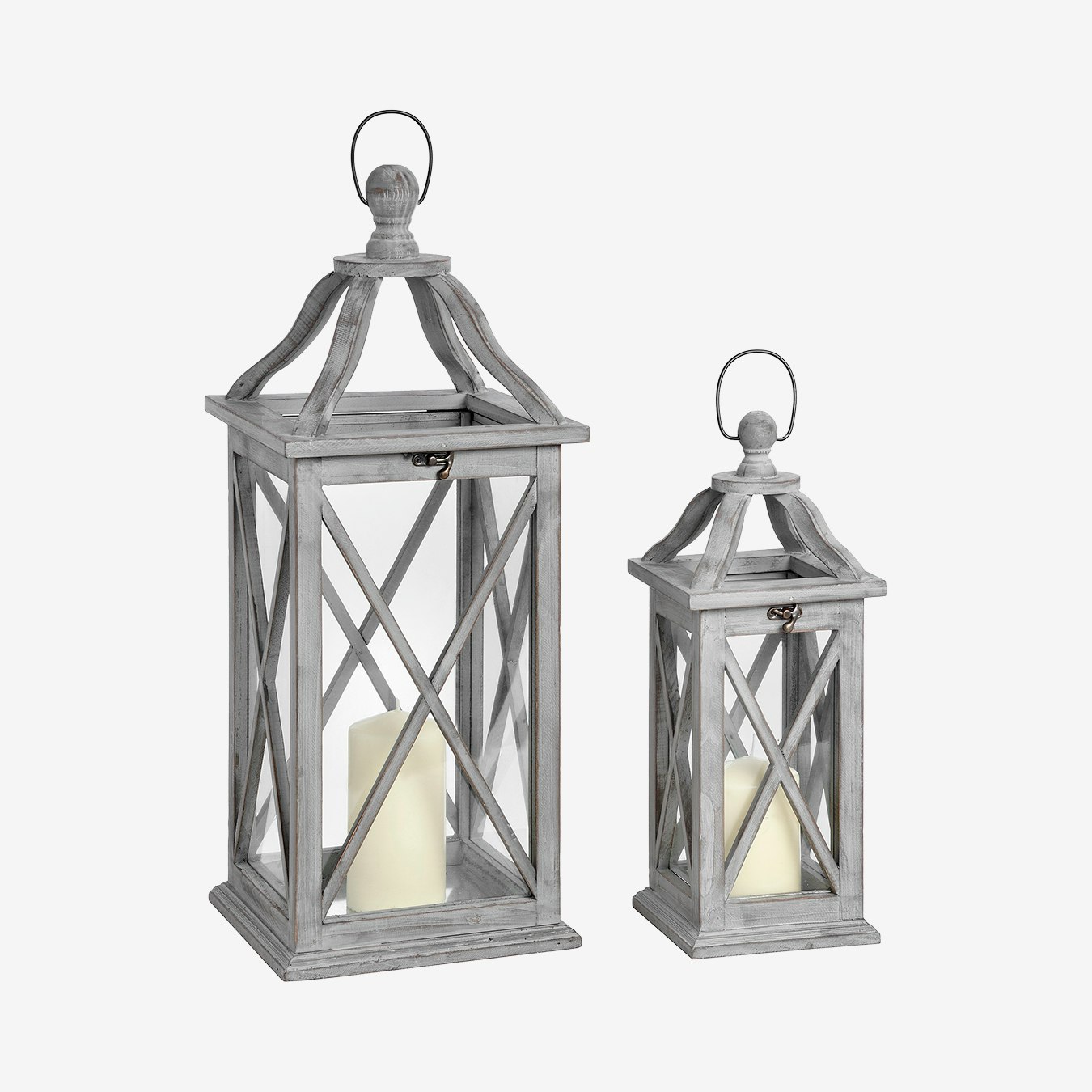 Cross Section Lanterns - Grey - Set of 2 by C.M Interiors