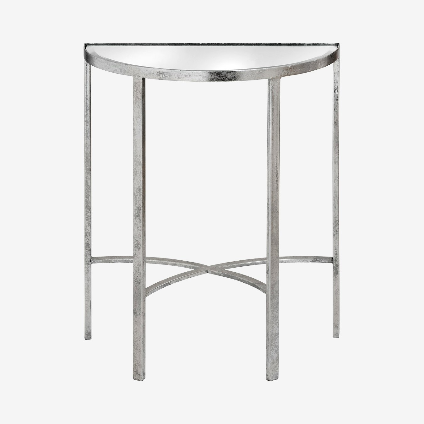 Mirrored Half Moon Table - Silver by C.M Interiors