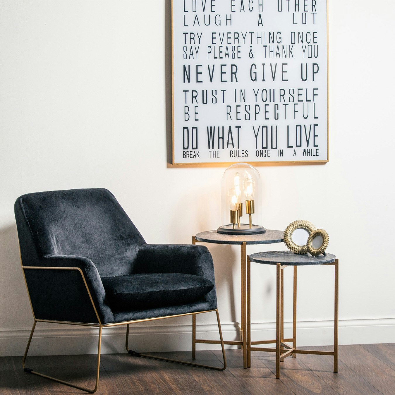 Marble Tables - Gold / Black - Set of 2 by C.M Interiors