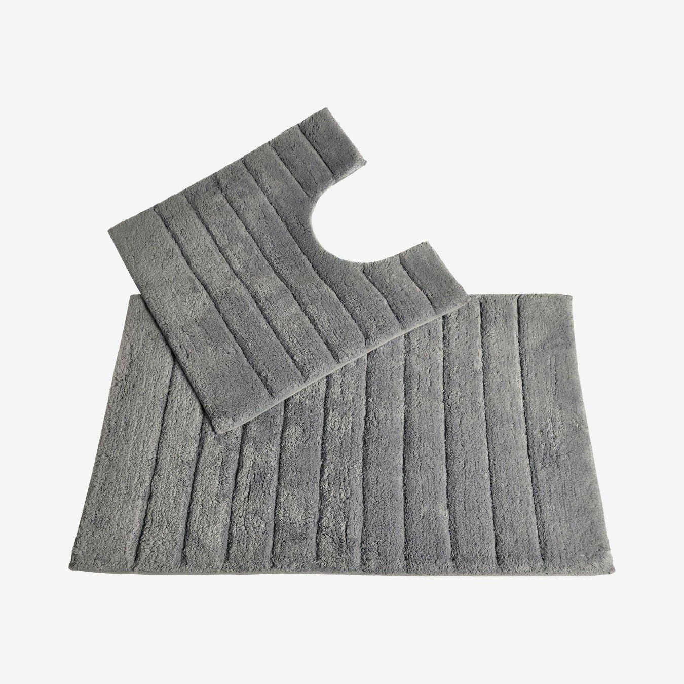 Luxury Linear Ribbed Design Bath Mat and Pedestal Set - Dove Grey by Allure Bath Fashions